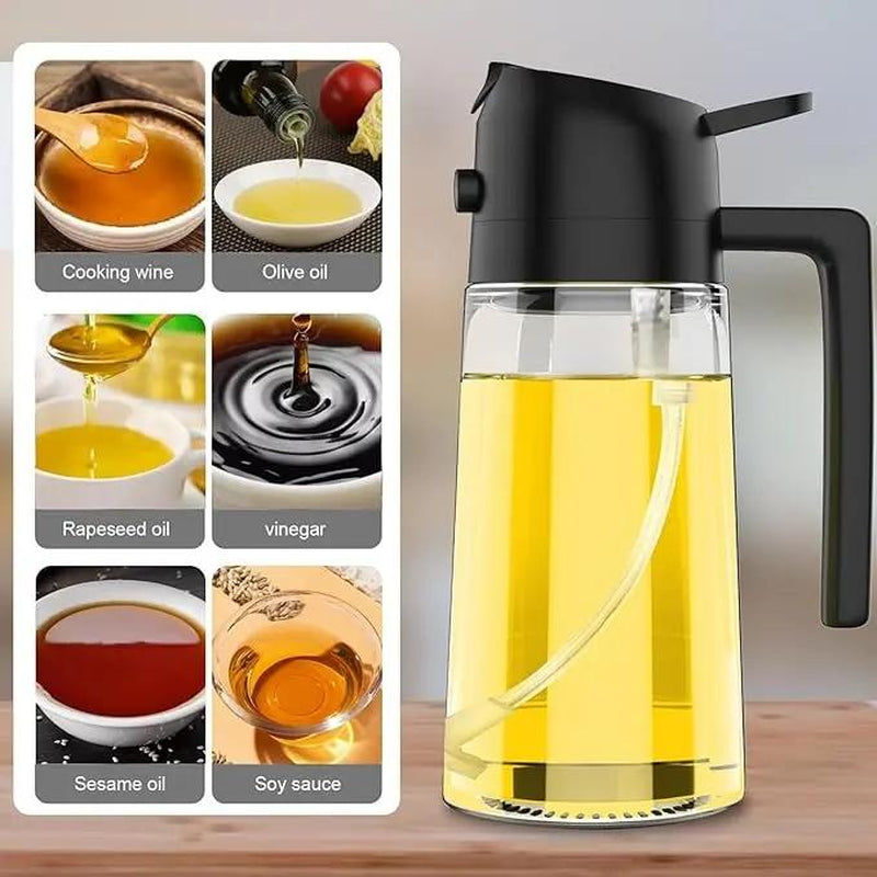 GJ 16Oz/470Ml Oil Dispenser Bottle for Kitchen - 2 in 1 Olive Oil Dispenser & Sprayer - Multicolor Kitchenware for Cooking, Salad, Barbecue Tools