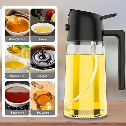 GJ 16Oz/470Ml Oil Dispenser Bottle for Kitchen - 2 in 1 Olive Oil Dispenser & Sprayer - Multicolor Kitchenware for Cooking, Salad, Barbecue Tools