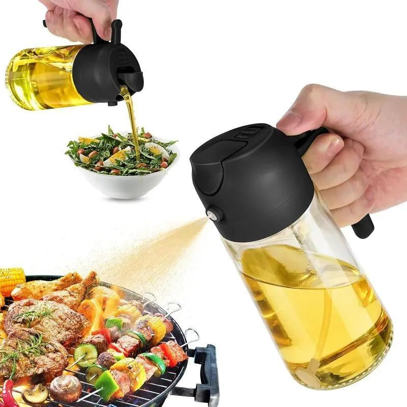 GJ 16Oz/470Ml Oil Dispenser Bottle for Kitchen - 2 in 1 Olive Oil Dispenser & Sprayer - Multicolor Kitchenware for Cooking, Salad, Barbecue Tools