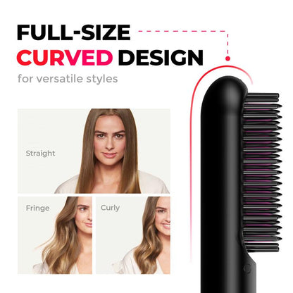TYMO Porta-Cordless Hair Straightener Brush Hair Straightening Comfort Pink Hair Straightener Curling Iron Smooth Wireless