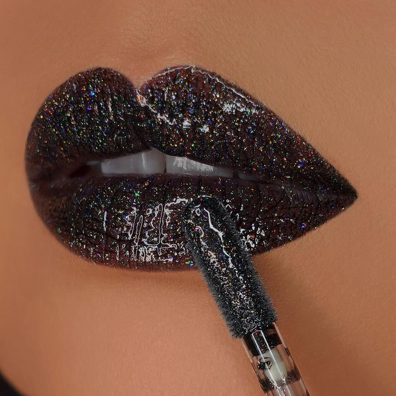 Black Widow Lipstick - Black Glossy Lipstick in Pink Cap - Moisture-Filling Formula - Glossy Finish - Made for Makeup Care