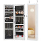 【Fathers Day Gift】Sweet Furniture Full-Length Mirrored Jewelry Cabinet with Built-In Makeup Mirror,Lockable Storage Cabinet with 2 Drawers