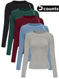 Women'S Letter Print Baselayer Top, Long Sleeve round Neck Compression Top for Yoga Gym Workout, Ladies Athletic Fitted Breathable Sportswear for Fall & Winter