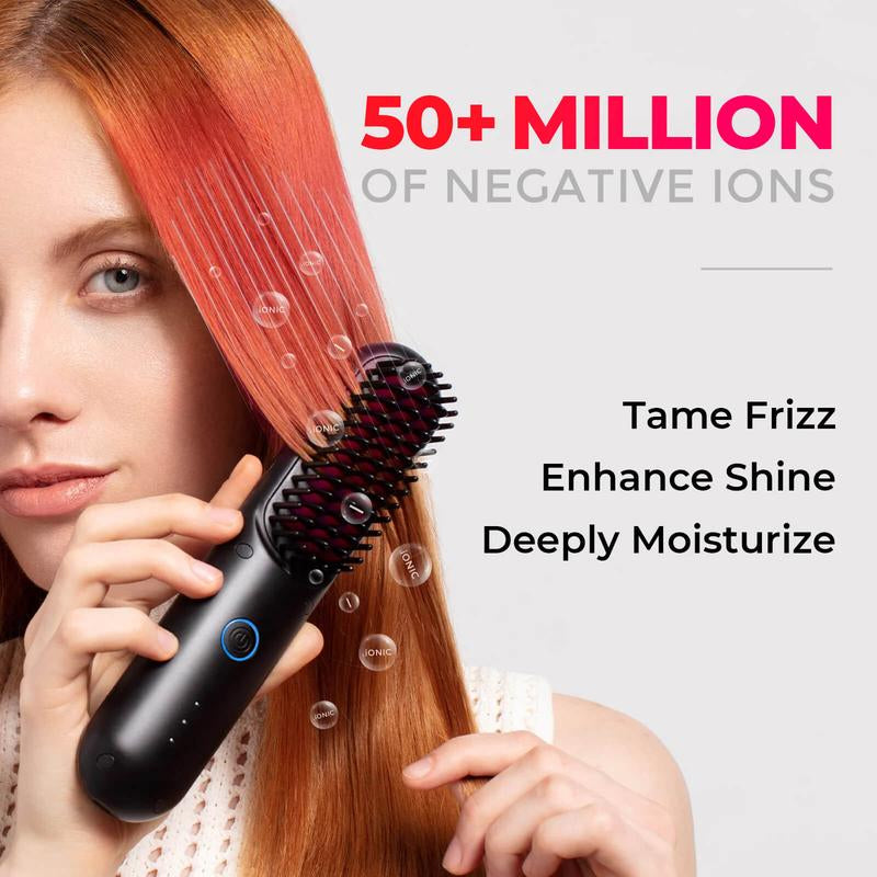 TYMO Porta-Cordless Hair Straightener Brush Hair Straightening Comfort Pink Hair Straightener Curling Iron Smooth Wireless