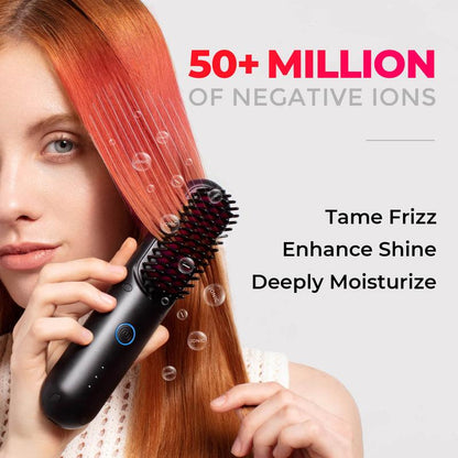 TYMO Porta-Cordless Hair Straightener Brush Hair Straightening Comfort Pink Hair Straightener Curling Iron Smooth Wireless