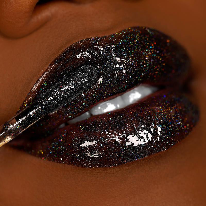 Black Widow Lipstick - Black Glossy Lipstick in Pink Cap - Moisture-Filling Formula - Glossy Finish - Made for Makeup Care